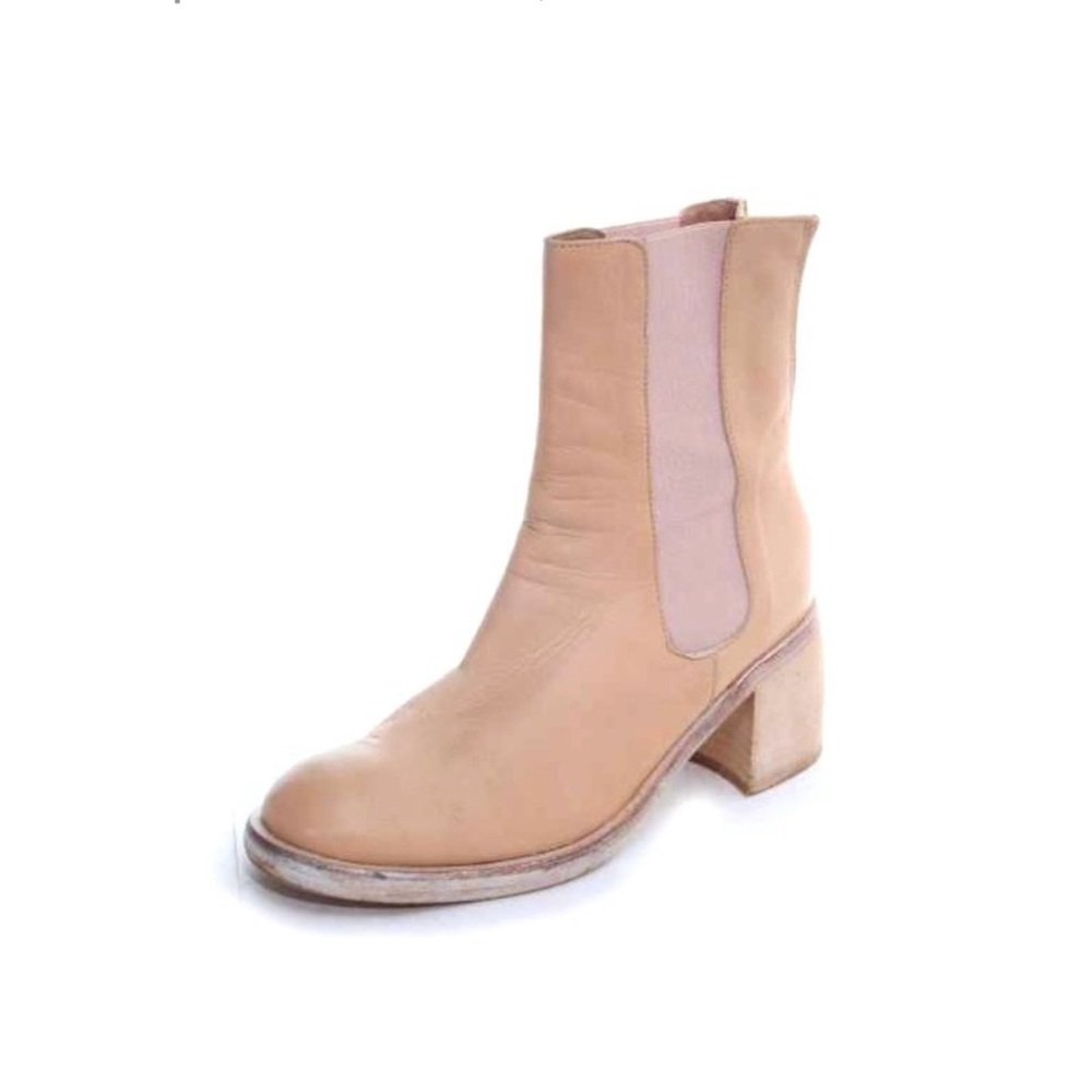 Free people essential chelsea boot back zip leather tan womens shoes sz 40 us 10